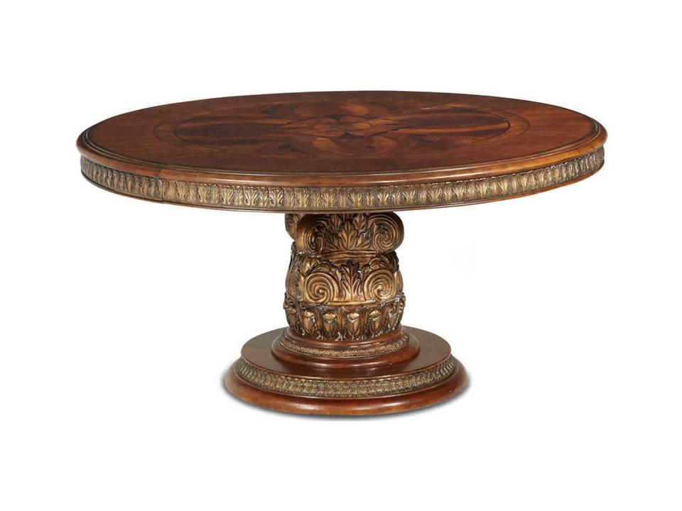 Villa Valencia 60-84 Inch Round Extendable Dining Table Classic Chestnut