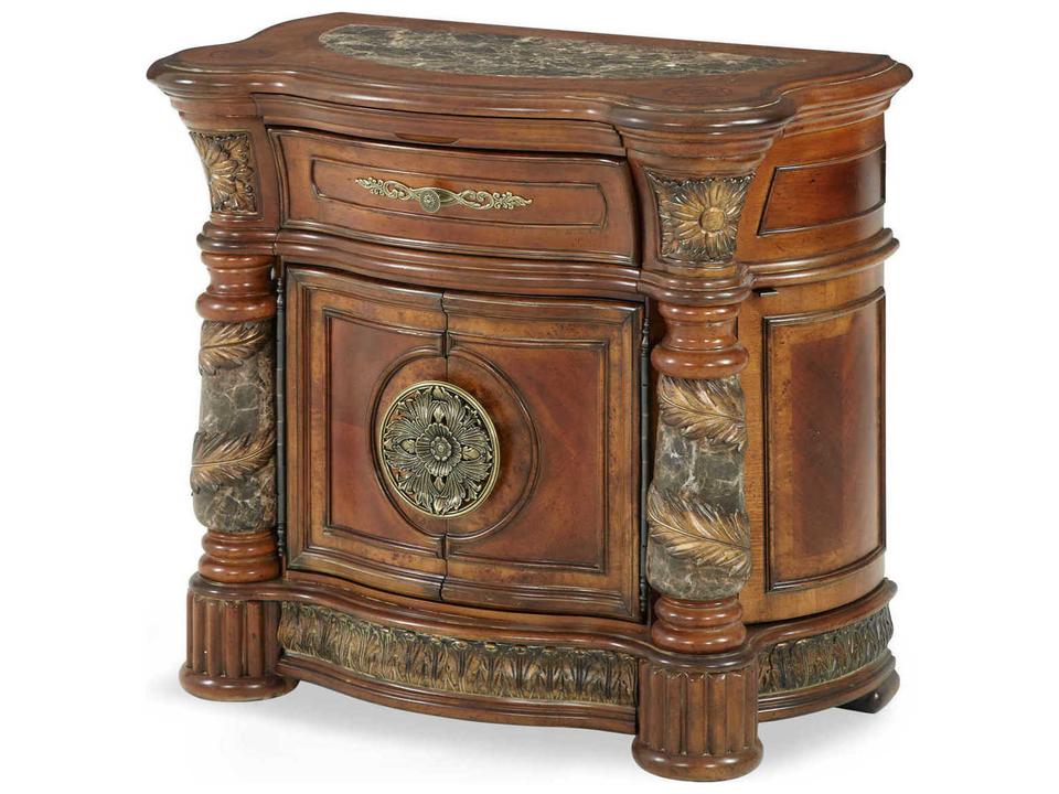 Villa Valencia Bedside Chest in Classic Chestnut with Marble Top