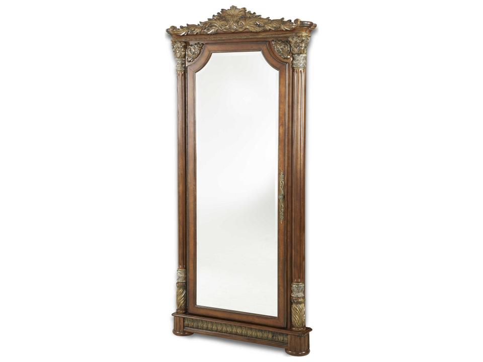Villa Valencia Classic Chestnut Floor Mirror with Hidden Storage