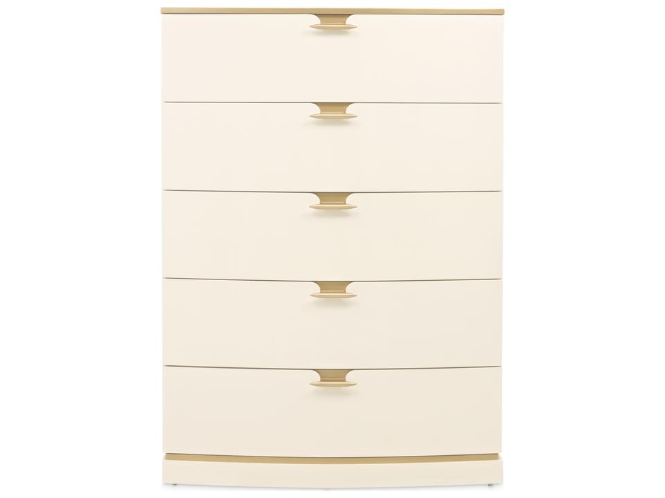 La Terrazza 5-Drawer Chest in Creamy Pearl and Gold
