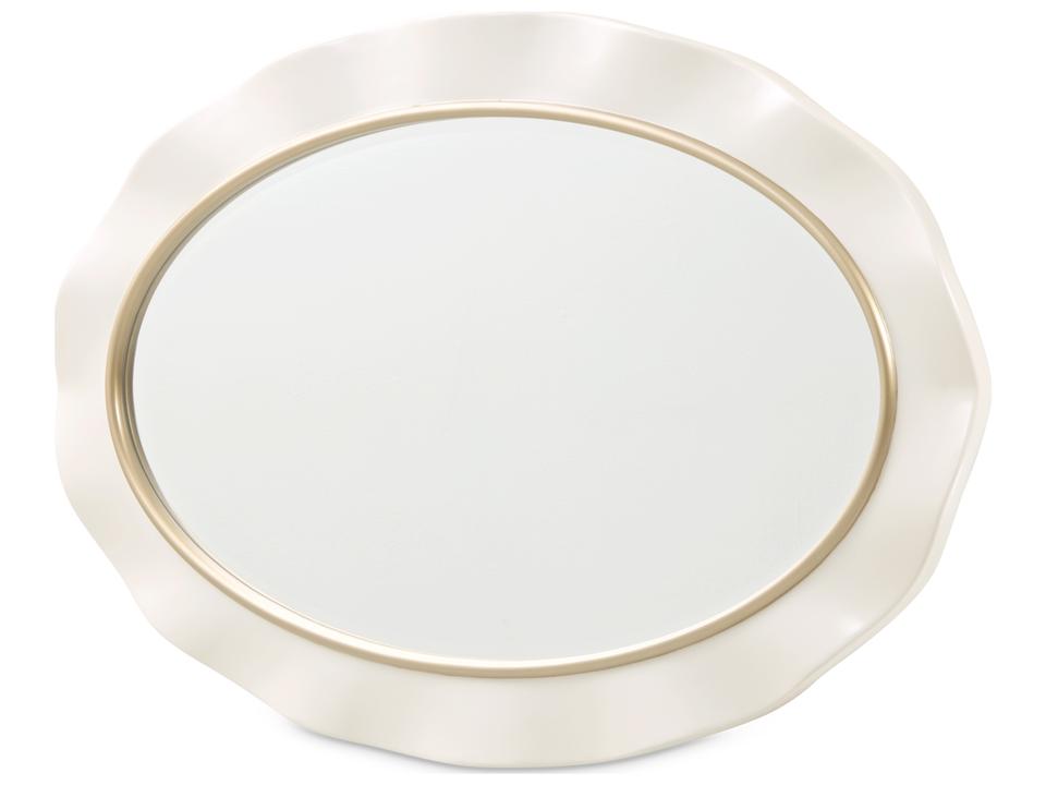 La Terrazza Oval Wall Mirror in Creamy Pearl with Gold Trim