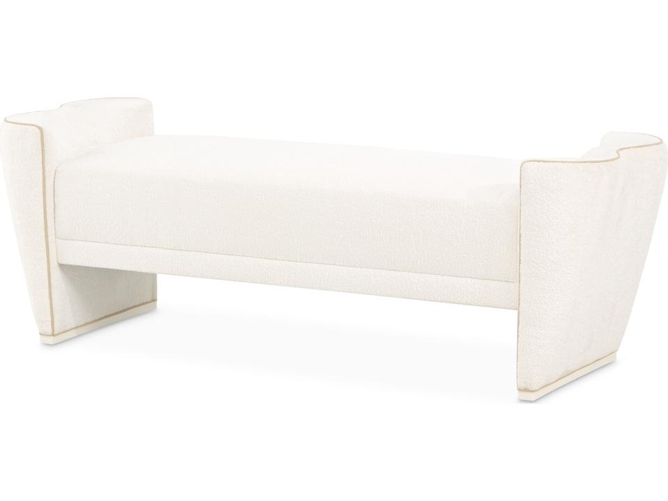 La Terrazza Upholstered Bed Bench in Creamy Pearl Jacquard Chenille
