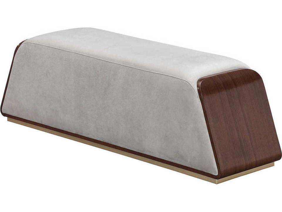 Houston Velvet Accent Bench in Porcini and Walnut