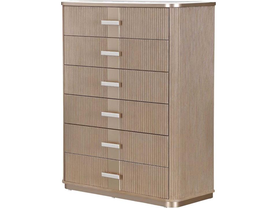 West Kensington Caramel 6-Drawer Highboy Chest with Marble Top