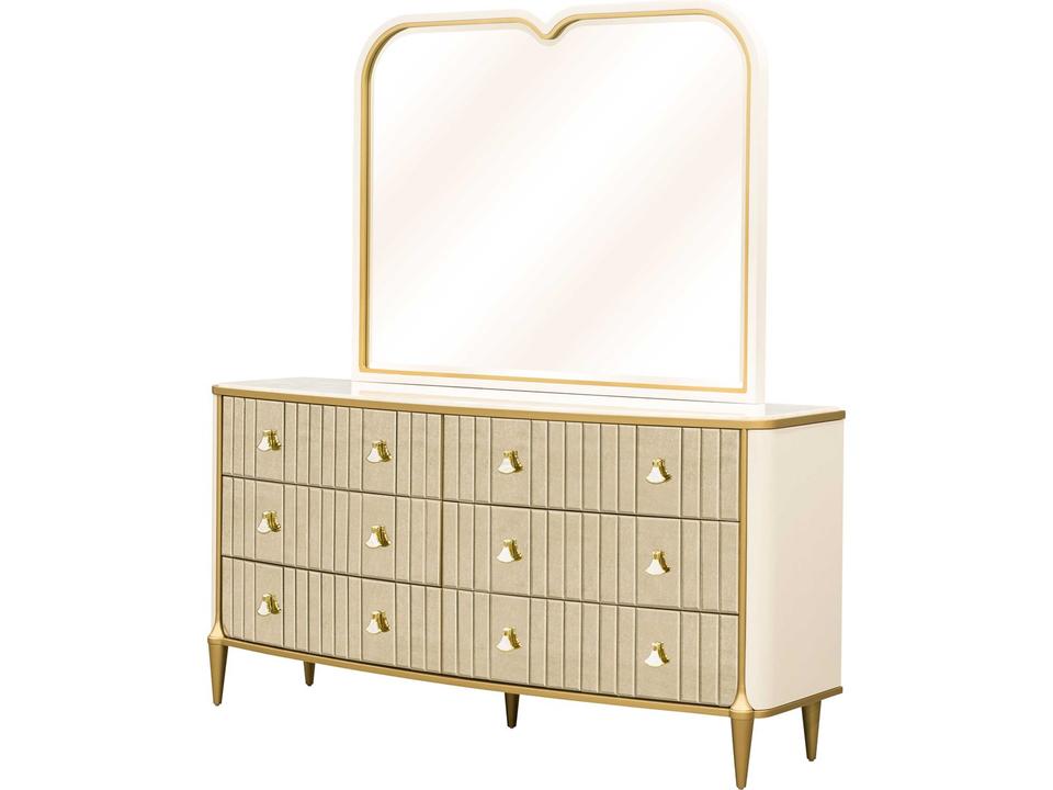 dresser with gold hardware The Amandine Elevate your storage solutions with the sophisticated Lofka Wide 6 Drawer Dresser for Bedroom Tomlin Six Drawer Dresser