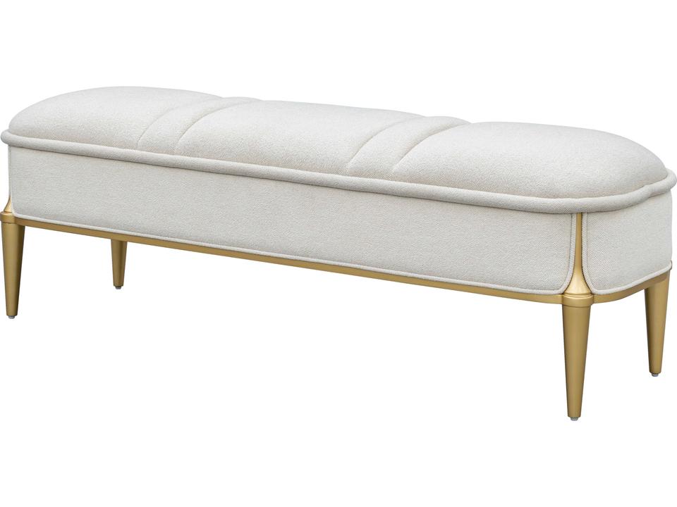 Scotts Square Tufted Chenille Accent Bench in Light Champagne
