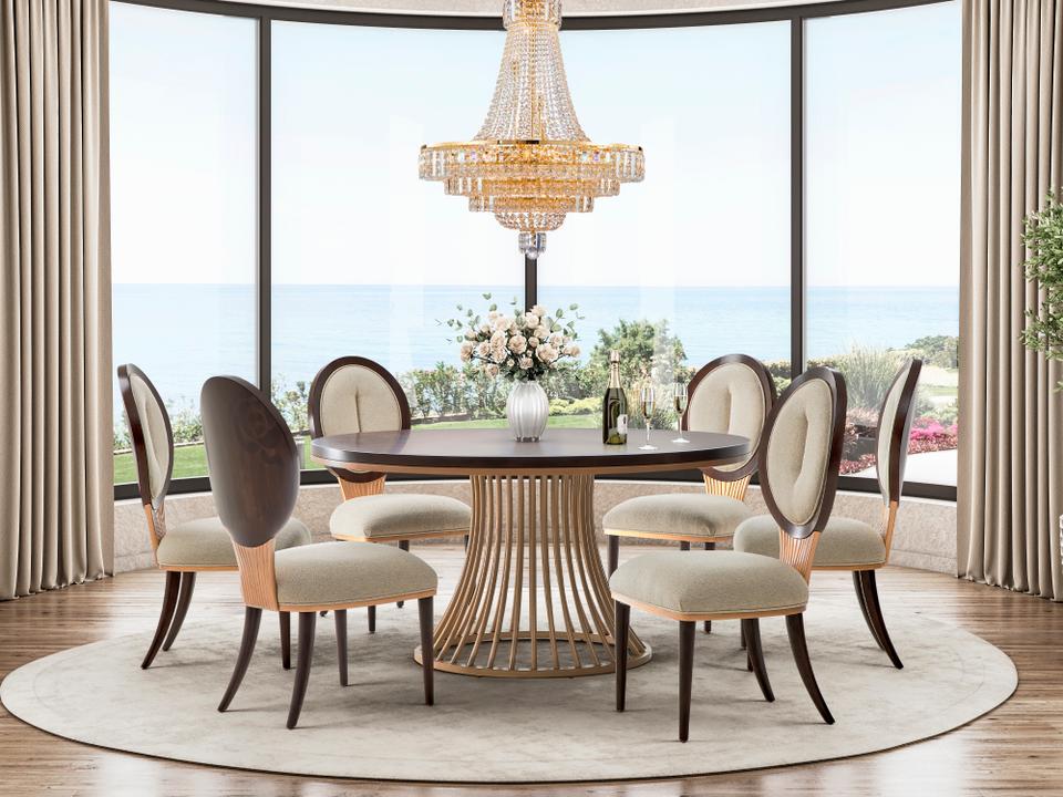 Camellia Field Poplar Wood Dining Room Set