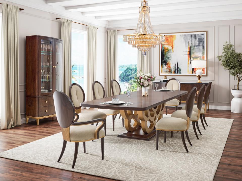 Camellia Field Poplar Wood Dining Room Set