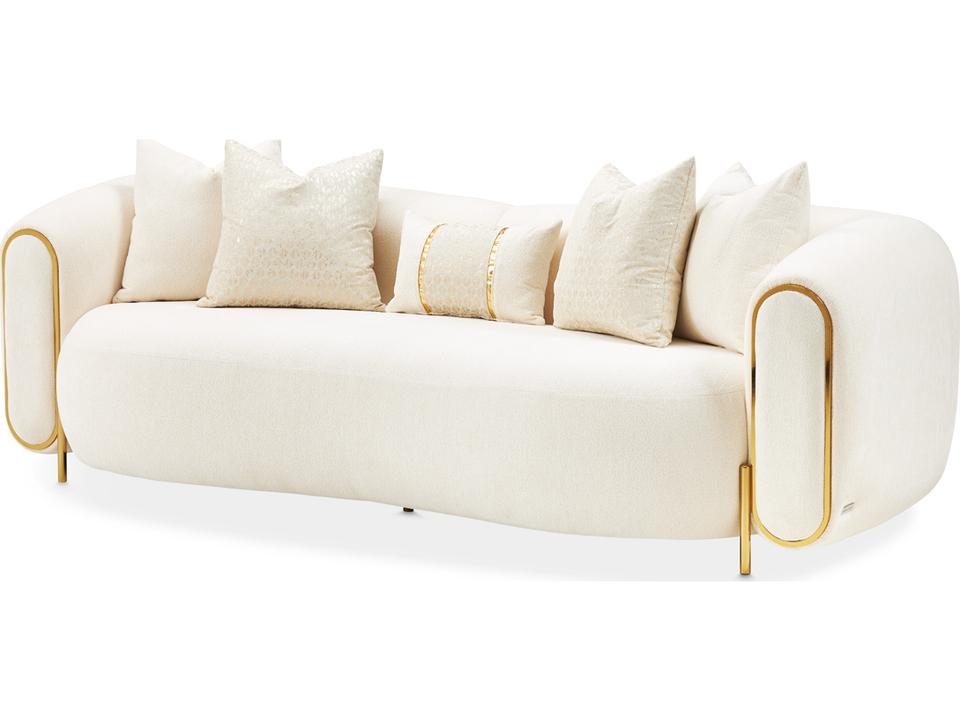 Sassani 3-Seat Jacquard Chenille Sofa in Crepe Gold