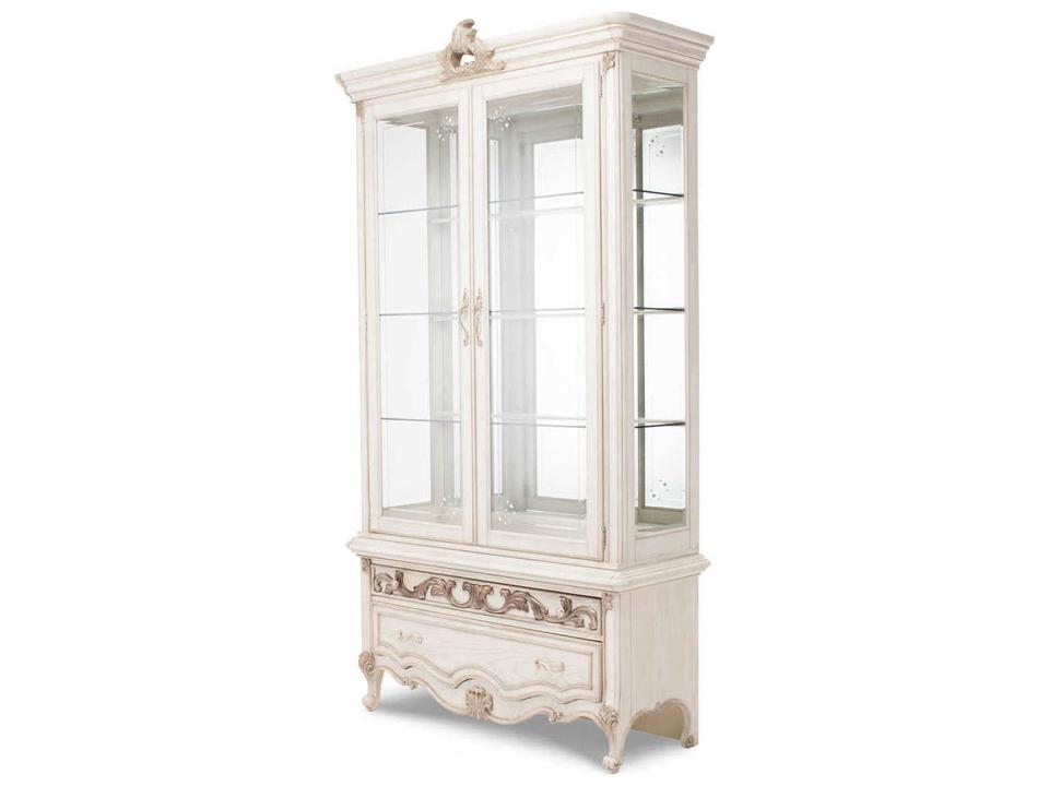 Platine de Royale Curio Cabinet in Champagne with Etched Glass Doors