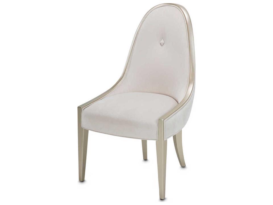 London Place Poplar Wood White Velvet Upholstered Side Dining Chair
