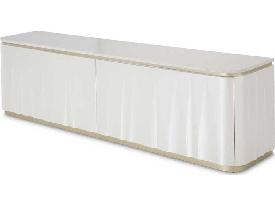 London Place Media Cabinet in Creamy Pearl with Cultured Marble Top