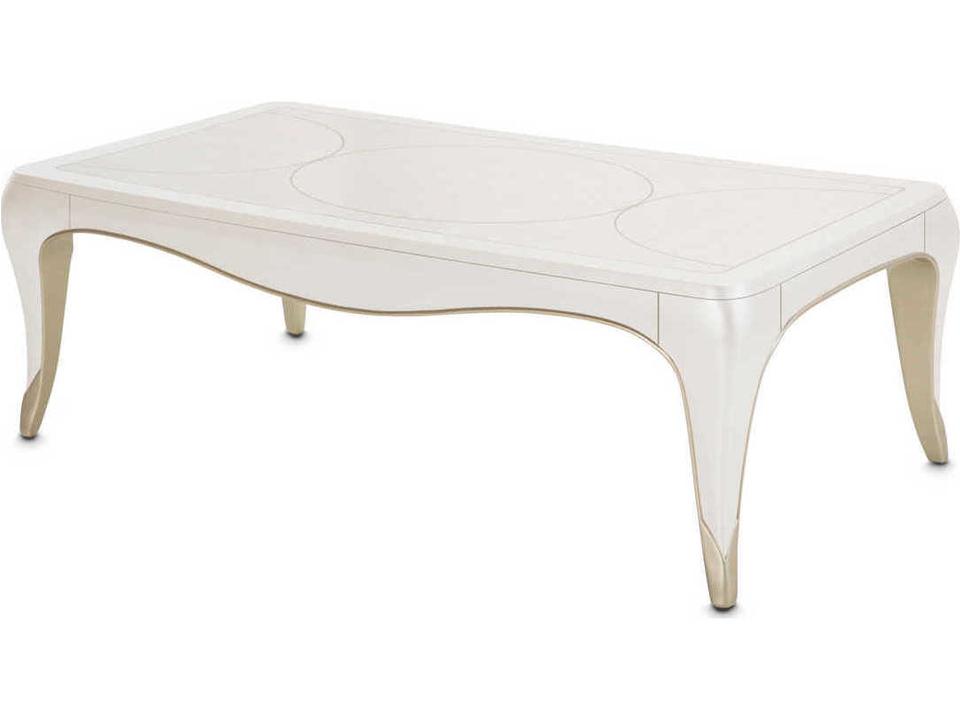 London Place Rectangular Coffee Table in Creamy Pearl and Platinum