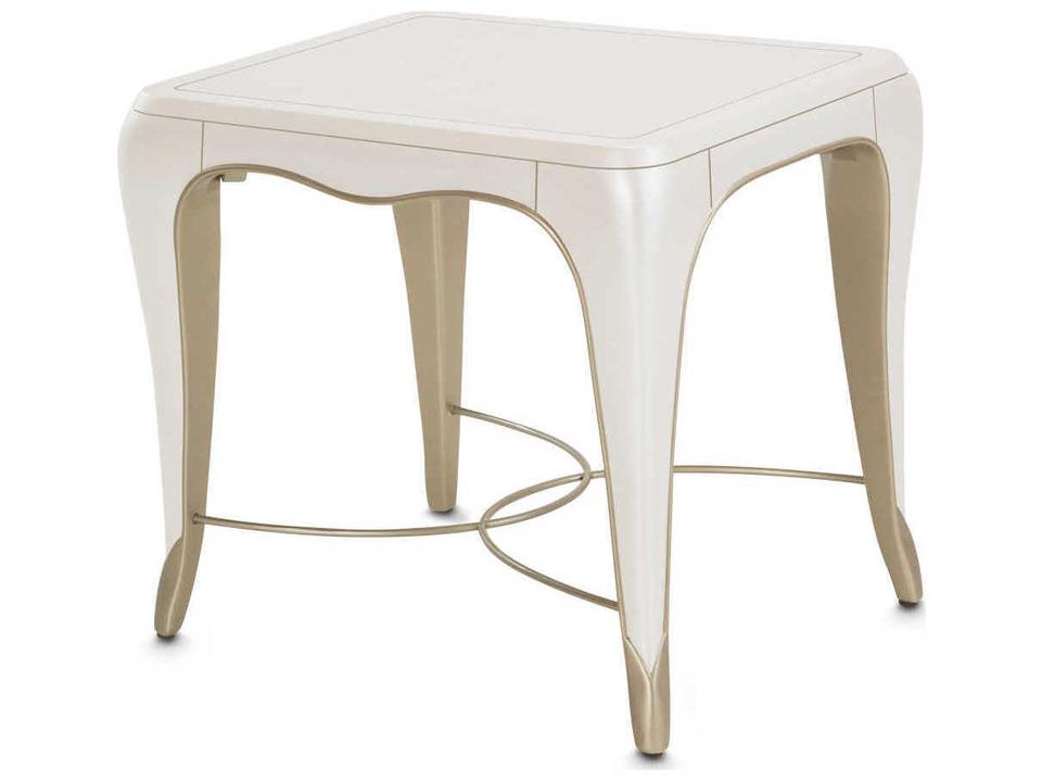 London Place Square End Table in Creamy Pearl and Platinum