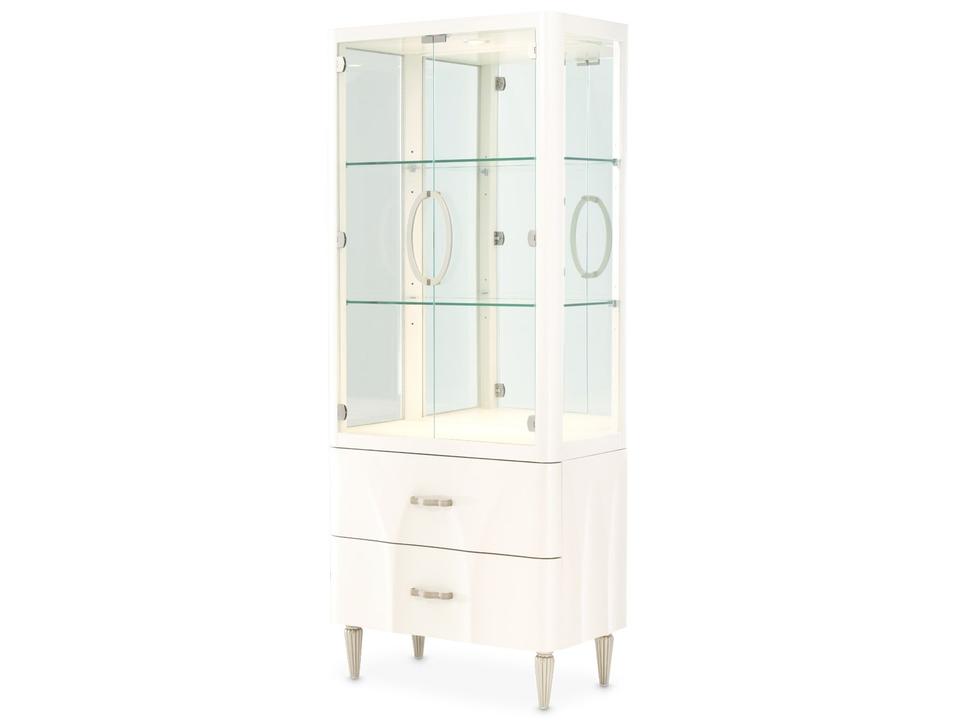 London Place Poplar Wood Display Cabinet in Creamy Pearl