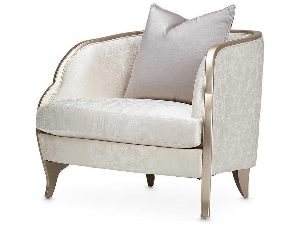 Malibu Crest Upholstered Accent Chair in Cloud White with Chardonnay Finish