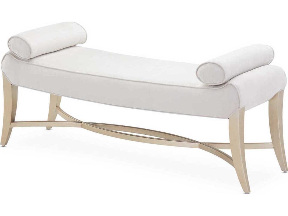 Gilded Doeskin Gray Suede Upholstered Accent Bench