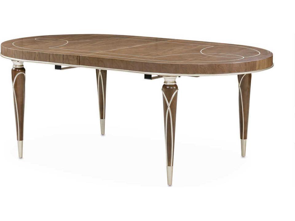 Villa Cherie 80 Inch Oval Dining Table in Hazelnut with Chardonnay Accents