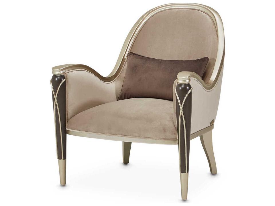 Gilded Beige Velvet Accent Chair