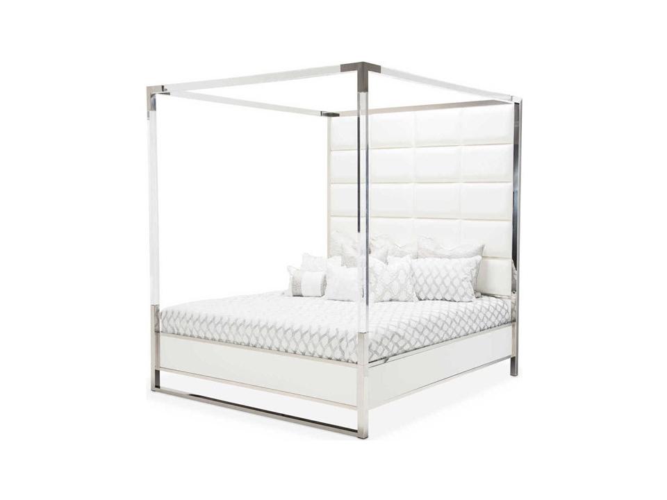 State St. White Solid Wood California King Canopy Bed