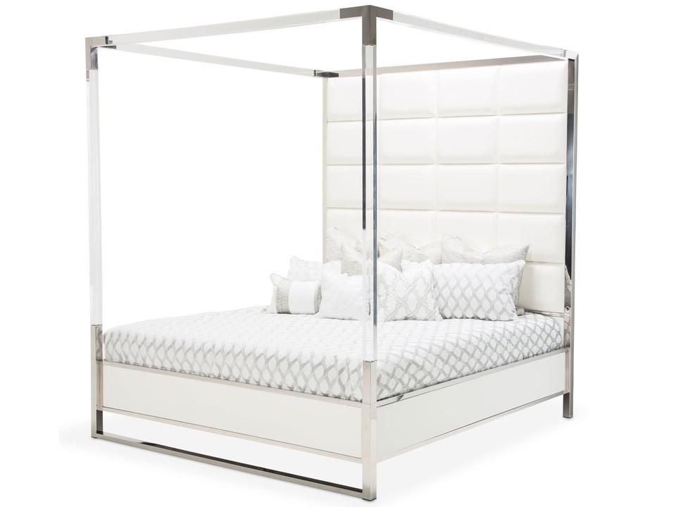 State St. White Solid Wood King Canopy Bed