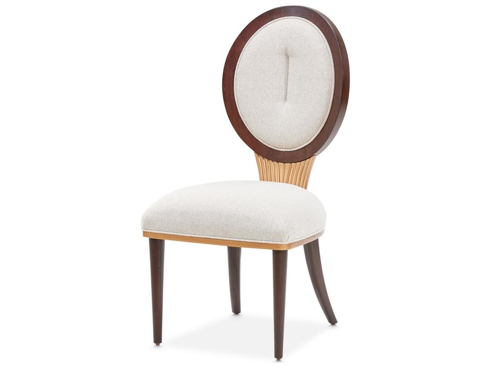 Camellia Field Warm Pecan Rubberwood Brown Upholstered Armless Dining Chair