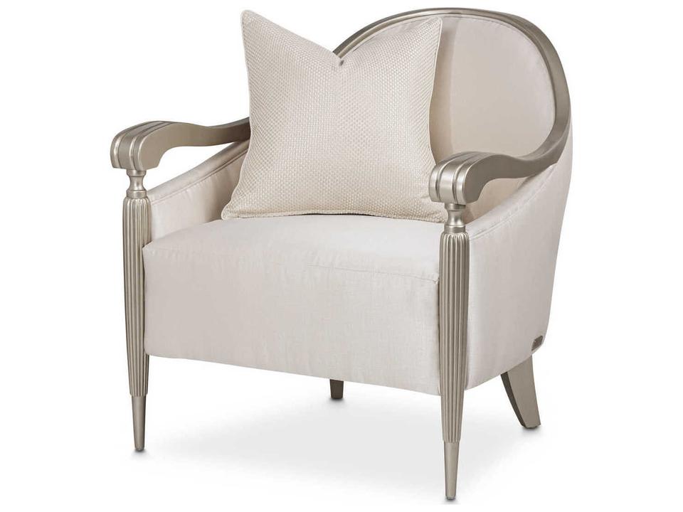 London Place Faux Silk Accent Chair with Platinum Trim