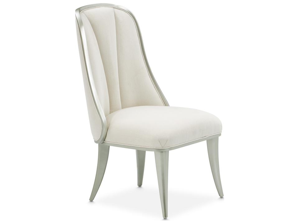 Penthouse Rubberwood White Upholstered Armless Dining Chair