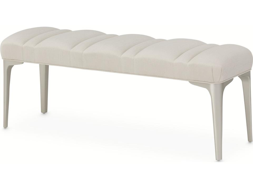 Penthouse Upholstered Accent Bench Frosted Linen Silver Mist