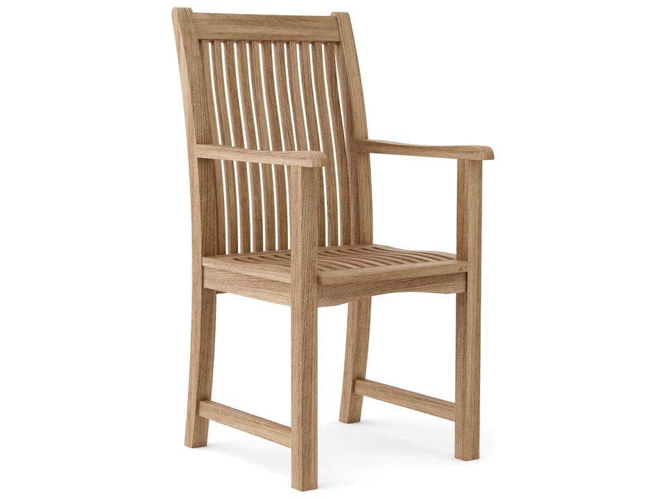 Chicago Teak Outdoor Dining Armchair in Natural Finish