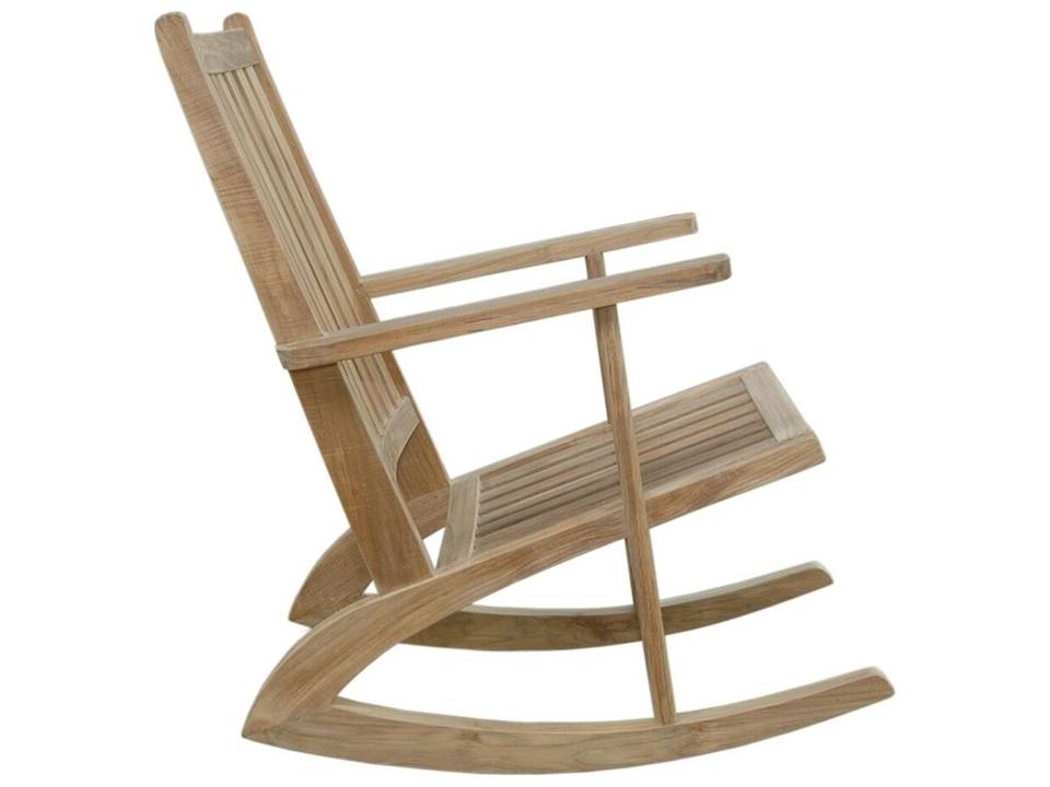 Modern Rocking Armchair in Natural Teak Wood for Outdoor Use