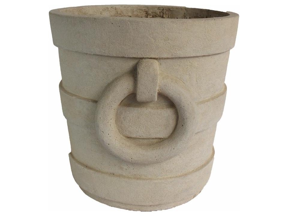 Aztec Round Large Planter in Natural Beige Limestone