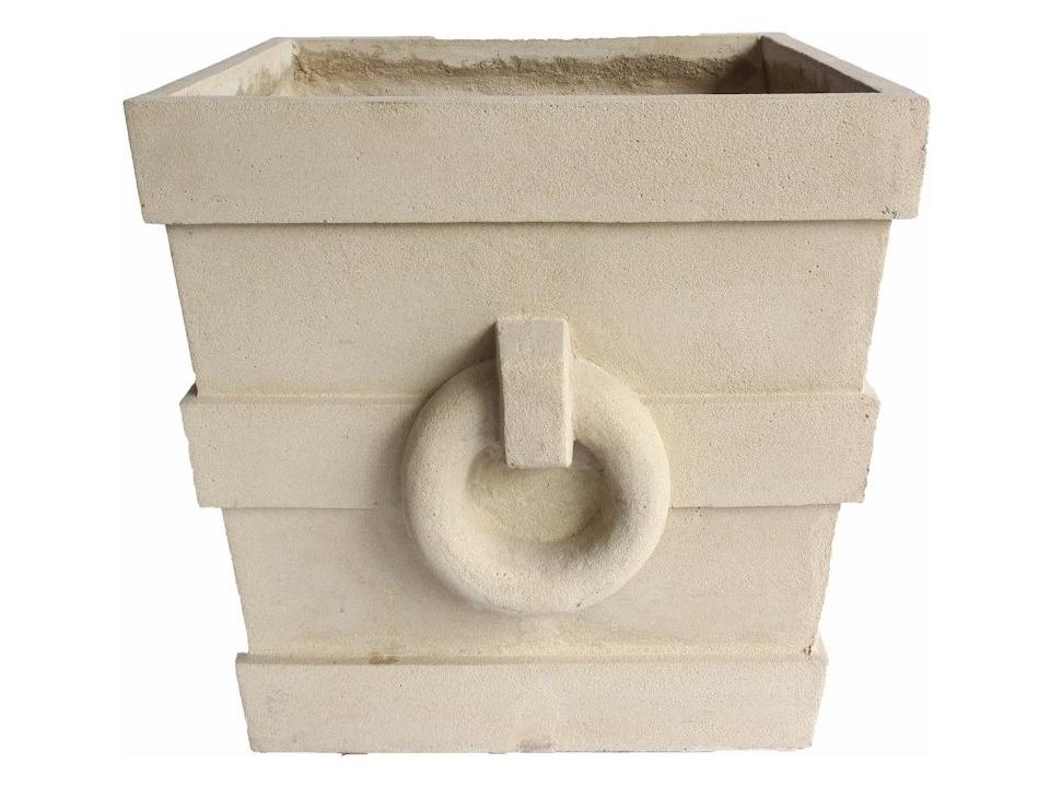 Aztec Square Planter in Natural Beige Limestone