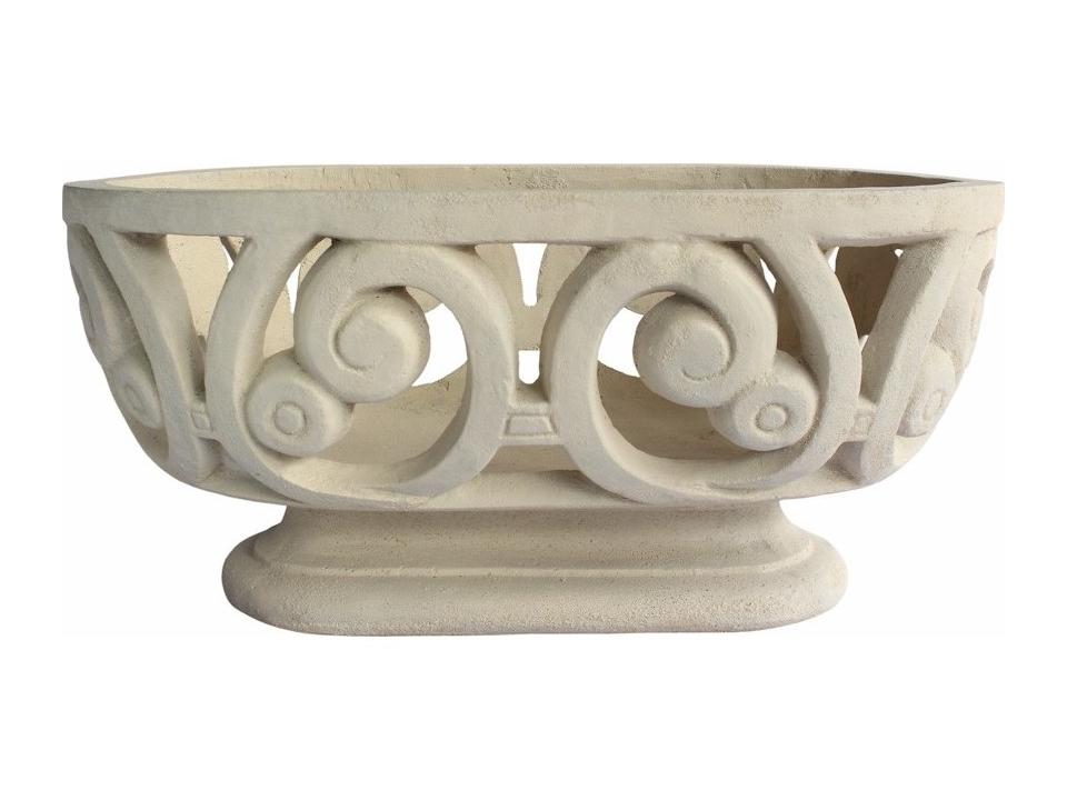 Milano Oval Planter in White Natural Limestone