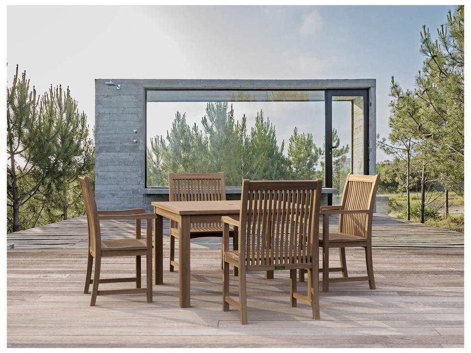 Windsor Chicago 5-Piece Outdoor Dining Table Set with Square Teak Table and Armchairs