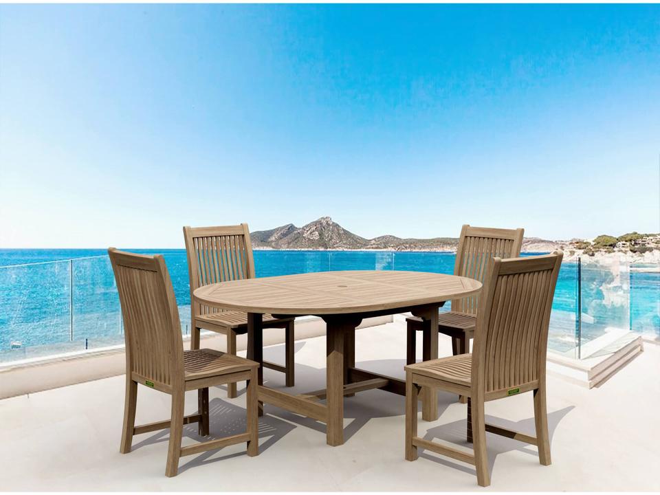 5-Piece Bahama Chicago Outdoor Dining Set in Natural Teak