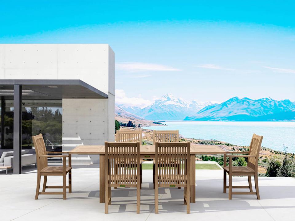 Bahama 7-Piece Outdoor Extension Dining Set with Chicago Chairs
