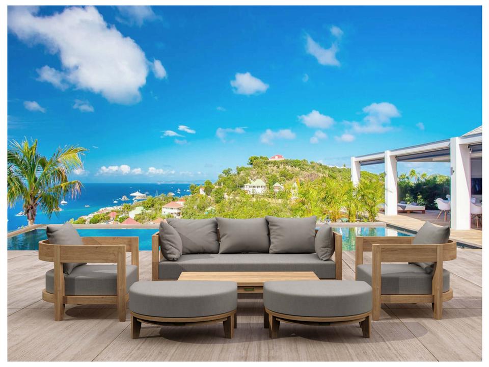 Coronado 6-Piece Modular Deep Seating Outdoor Sofa Set with Sunbrella Cushions