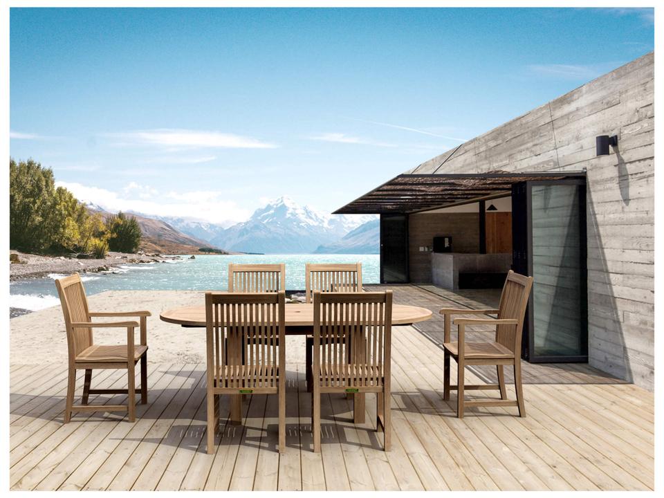 Bahama Chicago 7-Piece Outdoor Teak Extension Dining Set