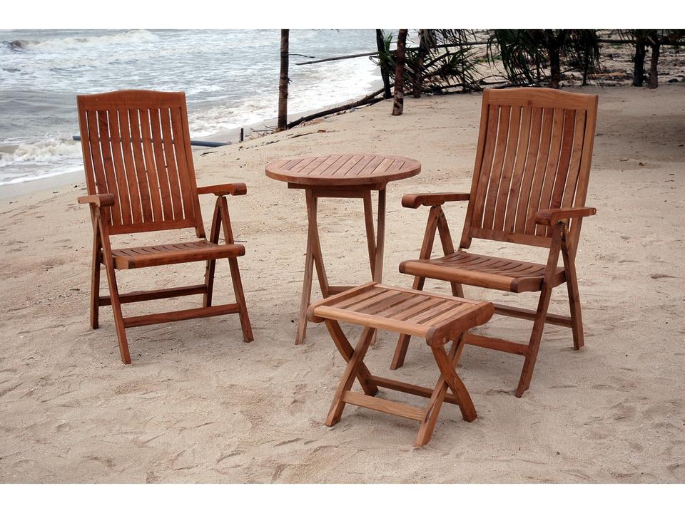 Bahama Katana 4-Piece Teak Outdoor Conversation Set with Reclining Chairs