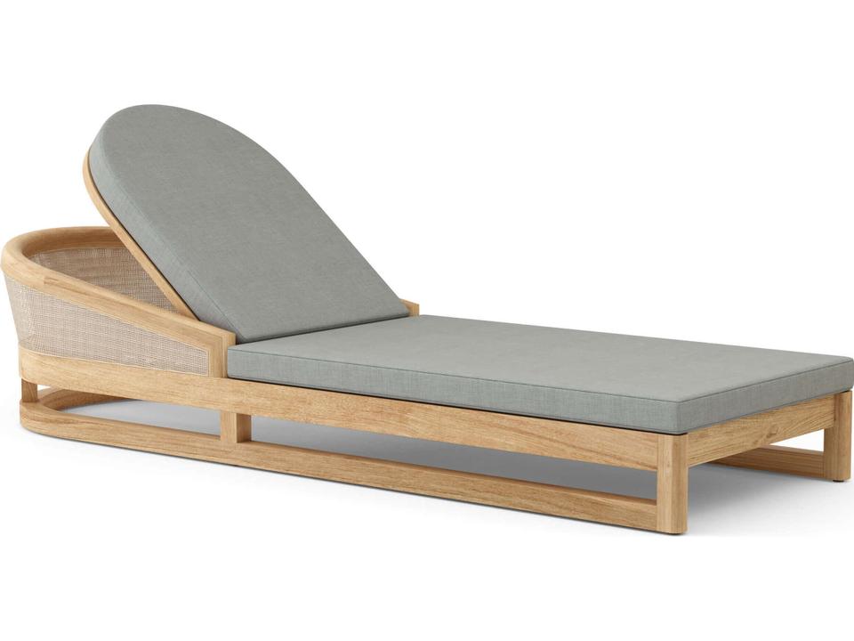 Catania Teak Wood Chaise Lounge with Sunbrella Cushions
