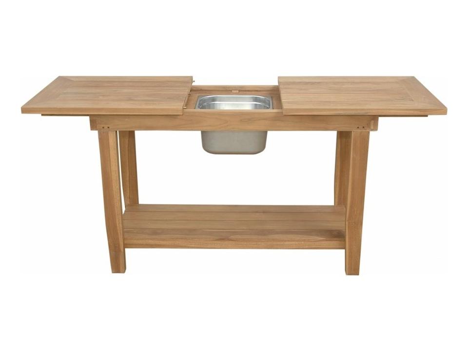 Nautilus Rectangle Console Table with Stainless Steel Container