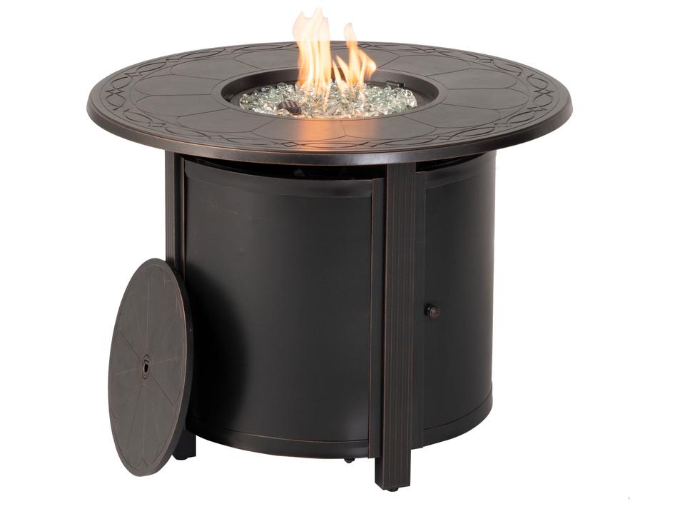 Hartwick 34-Inch Round Gas Fire Pit Chat Table in Topaz Bronze