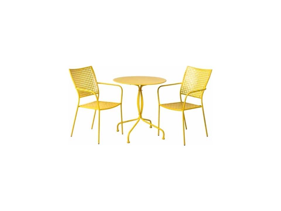 Canary Yellow Wrought Iron Dining Set