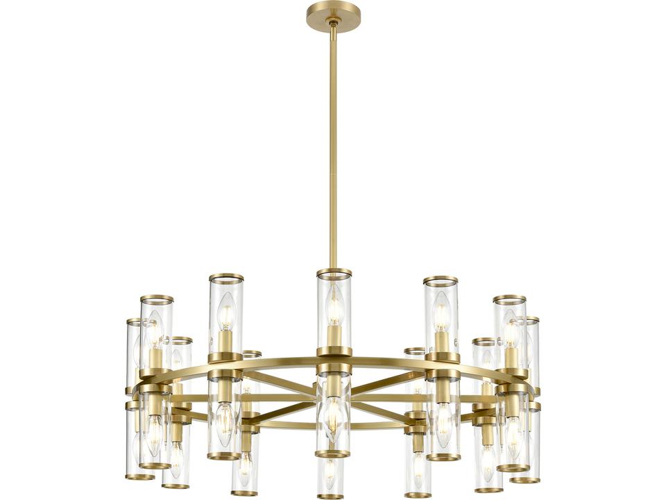 Revolve 24-Light Chandelier in Natural Brass with Clear Glass