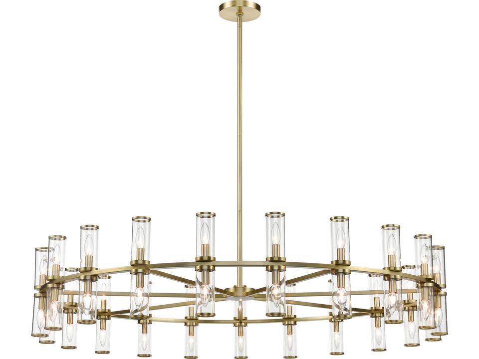 Revolve 42 Light Chandelier in Natural Brass Elegant