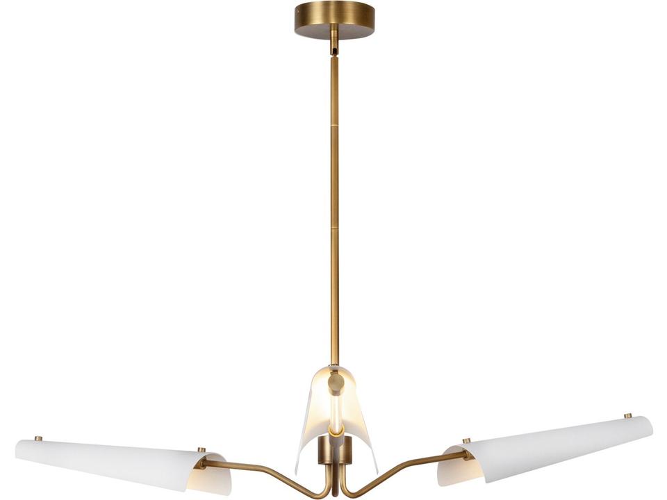 Osorio Matte White Vintage Brass Linear Chandelier