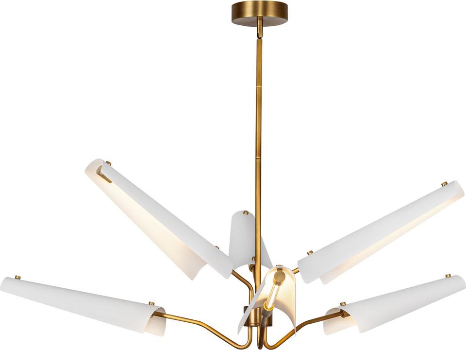 Osorio Matte White Vintage Brass Linear Chandelier
