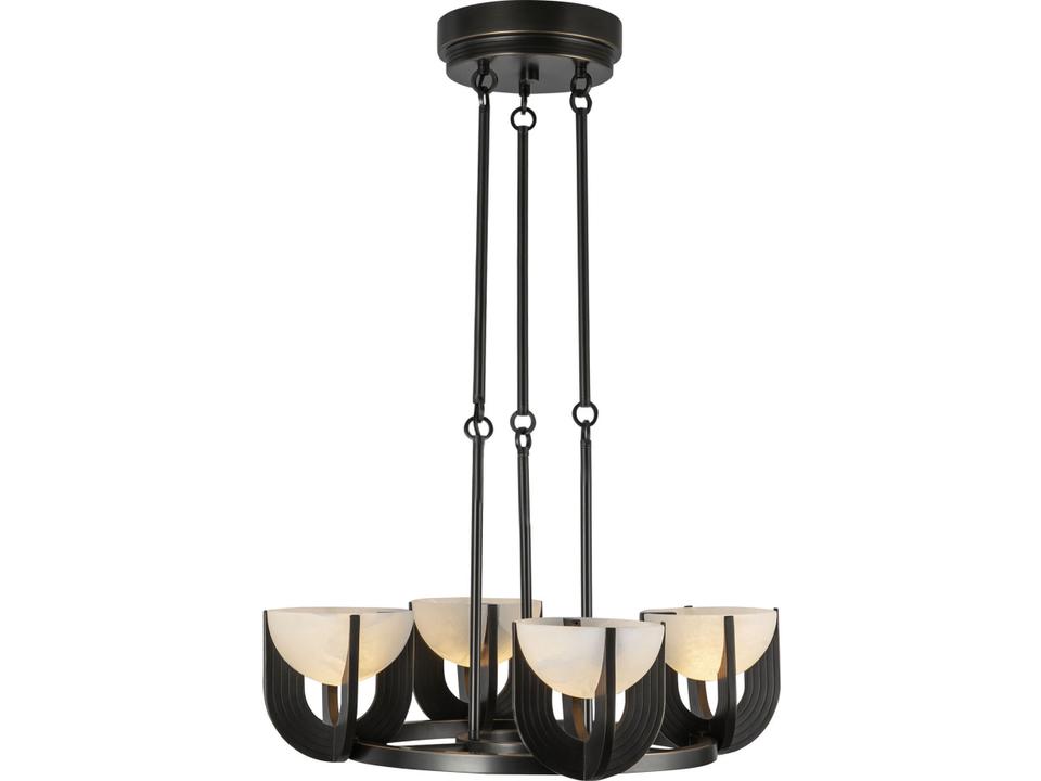 Colette LED Chandelier in Urban Bronze and Alabaster