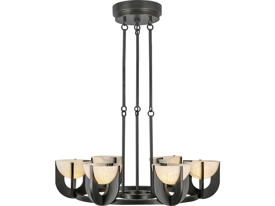 6-Light Colette Integrated LED Chandelier in Urban Bronze and Alabaster